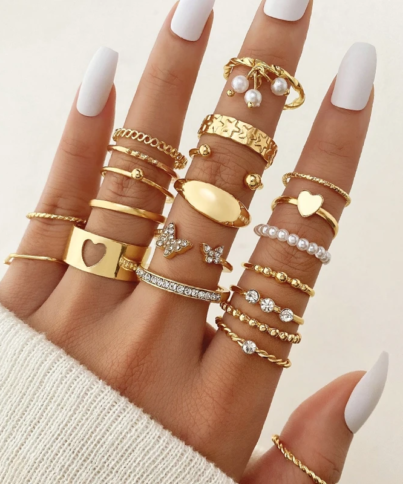 Boho-Retro-Zircon-Heart-Butterfly-Zircon-Ring-Set-Bohemia-Gold-Color-Hollow-Out-Geometric-Rings-Vintage